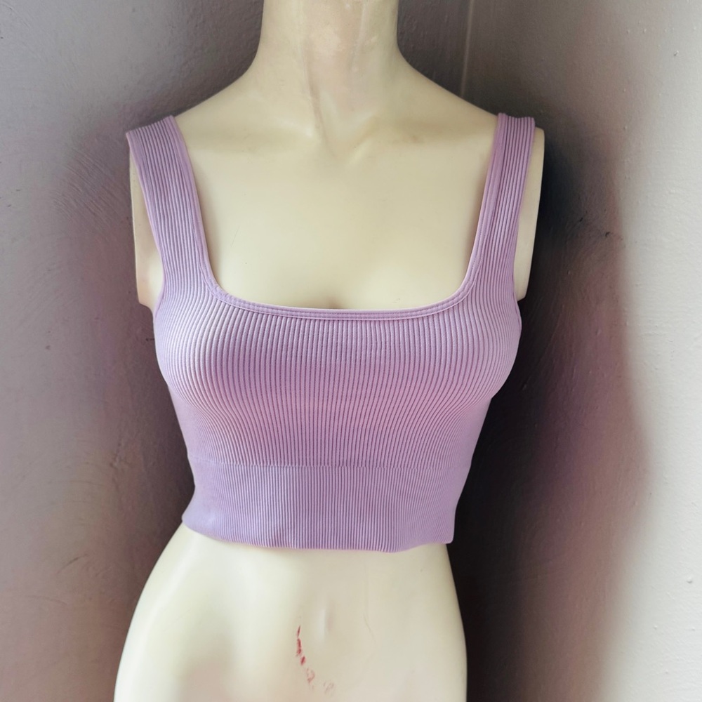 Zenana ribbed cropped tank top light purple size s/m nwot